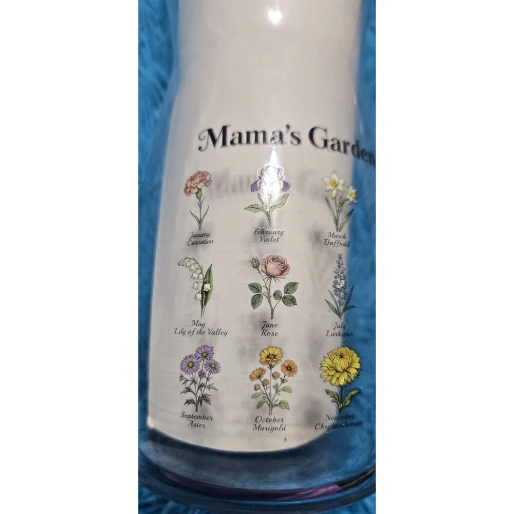 Mama's Garden Birth Month Flowers  Glass Vase 8